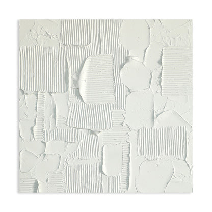 Elegant Textured White Geometric Canvas Art for Modern Home Decor