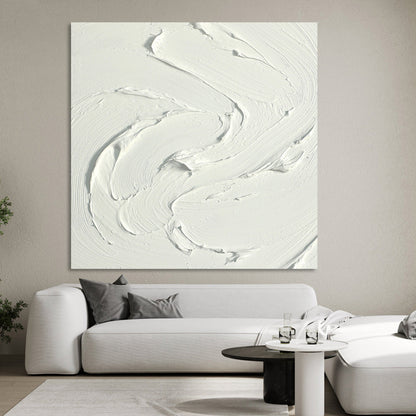 Textured White Abstract Oil Painting for Modern Home Decor