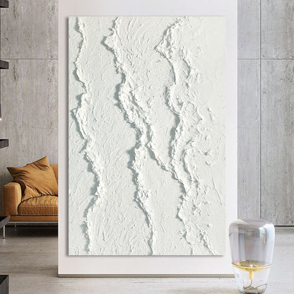 Abstract Textured White Oil Painting for Modern Home Decor