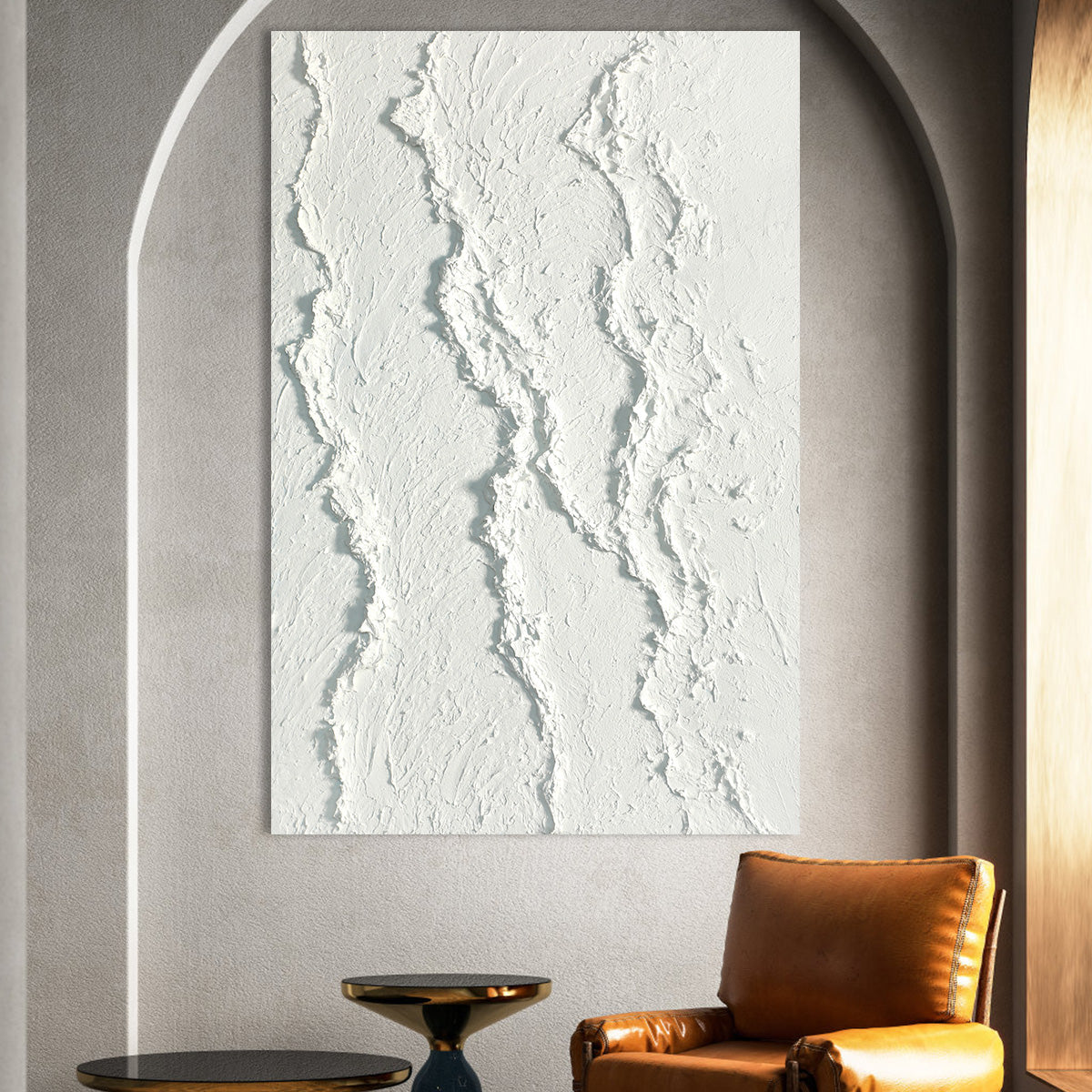 Abstract Textured White Oil Painting for Modern Home Decor