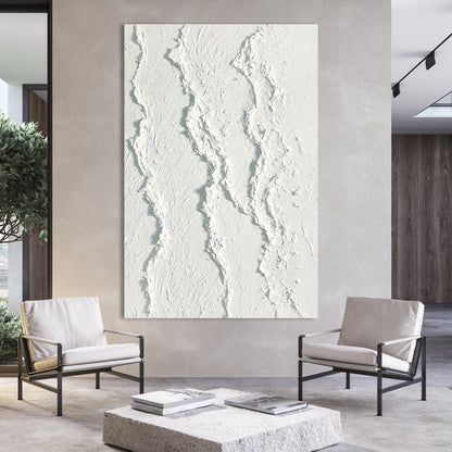 Abstract Textured White Oil Painting for Modern Home Decor