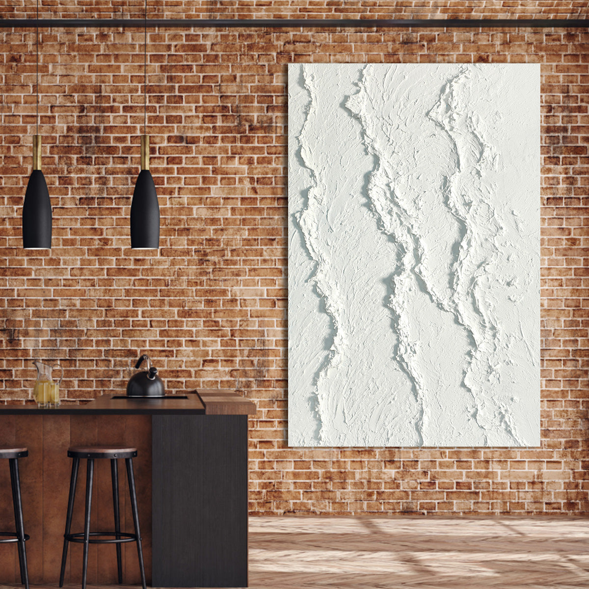 Abstract Textured White Oil Painting for Modern Home Decor