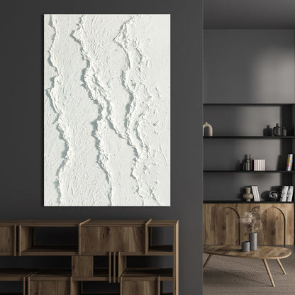 Abstract Textured White Oil Painting for Modern Home Decor