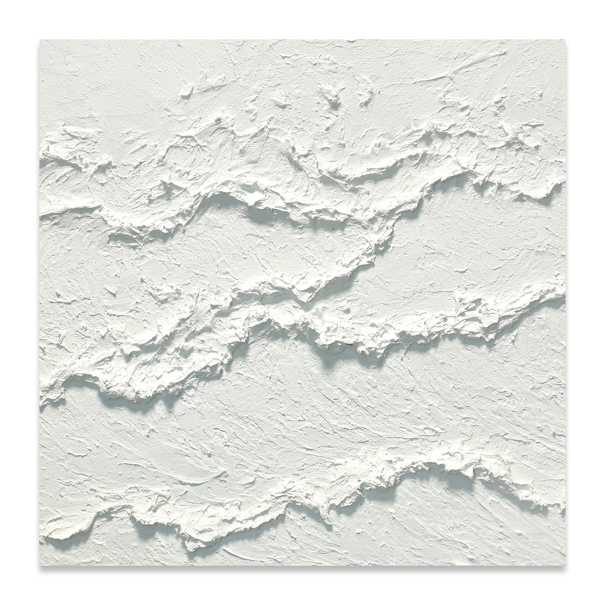 Textured White Waves Abstract Oil Painting for Contemporary Home Decor