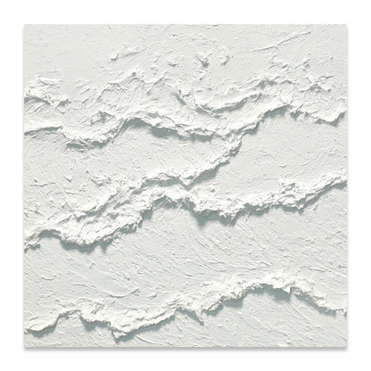 Textured White Waves Abstract Oil Painting for Contemporary Home Decor