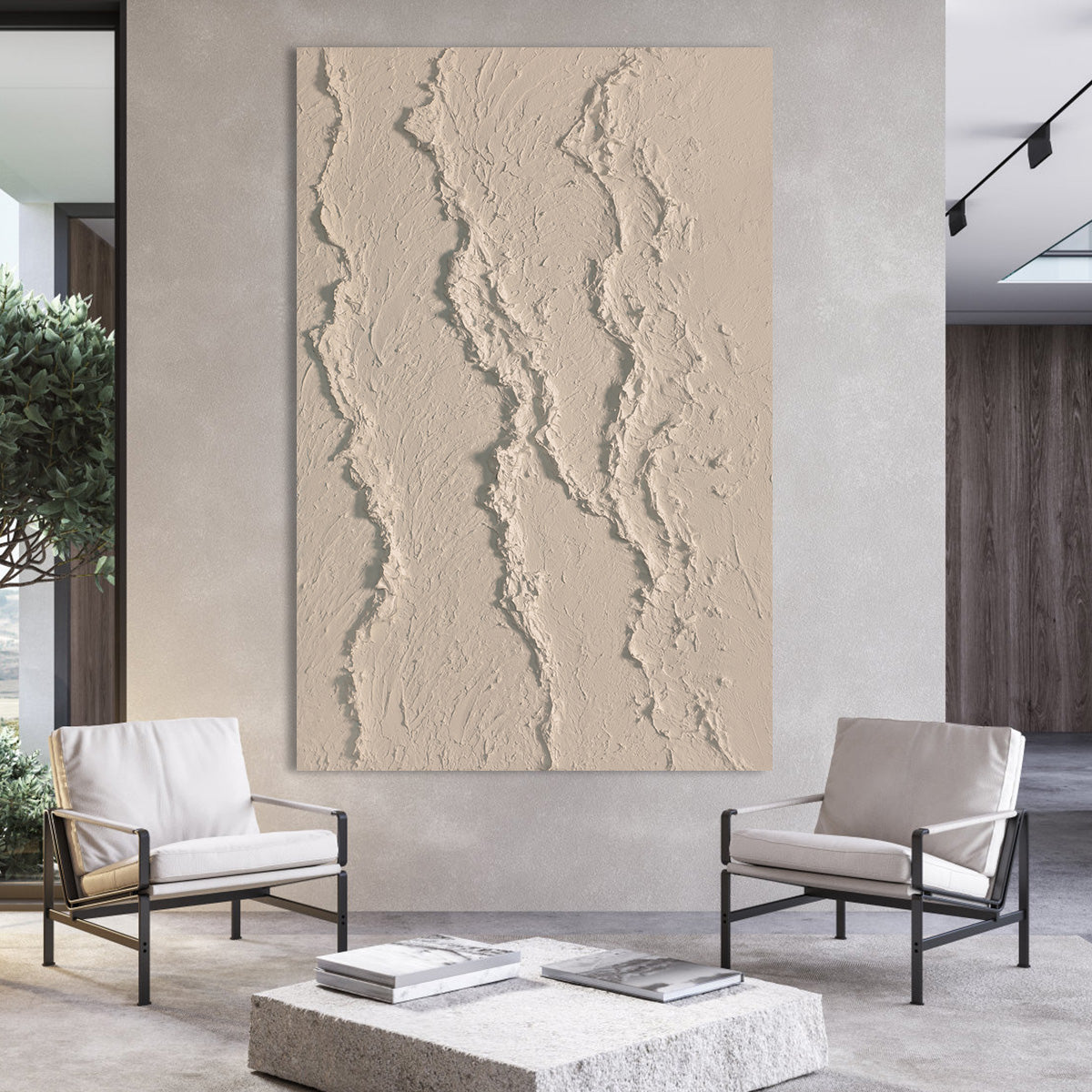 Abstract Textured Earth Tones Oil Painting for Modern Home Decor