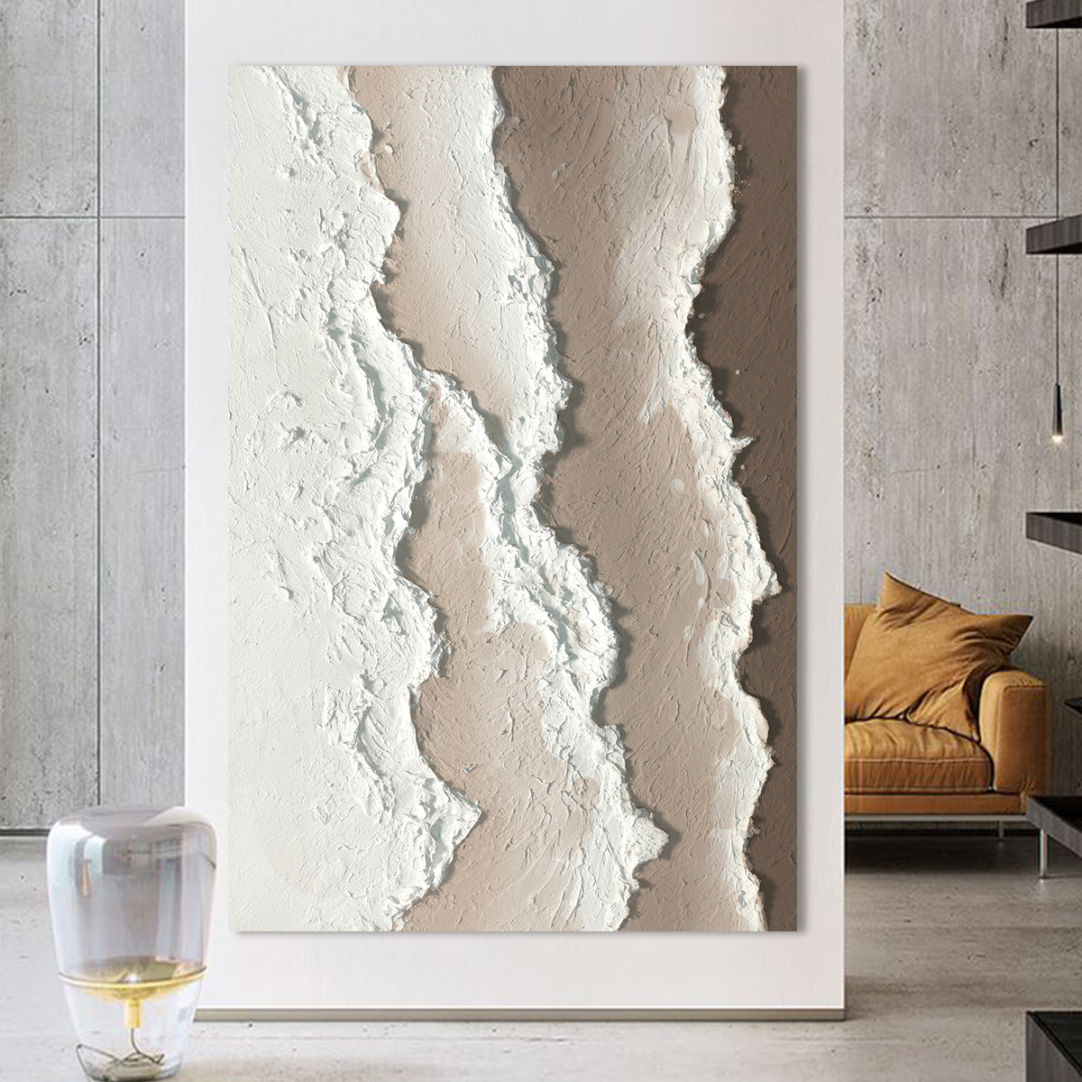 Abstract Earth Tones Oil Painting for Modern Home Decor