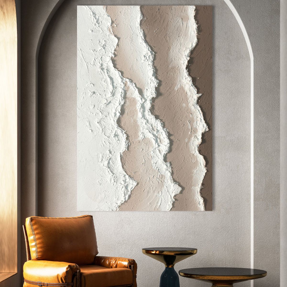 Abstract Earth Tones Oil Painting for Modern Home Decor