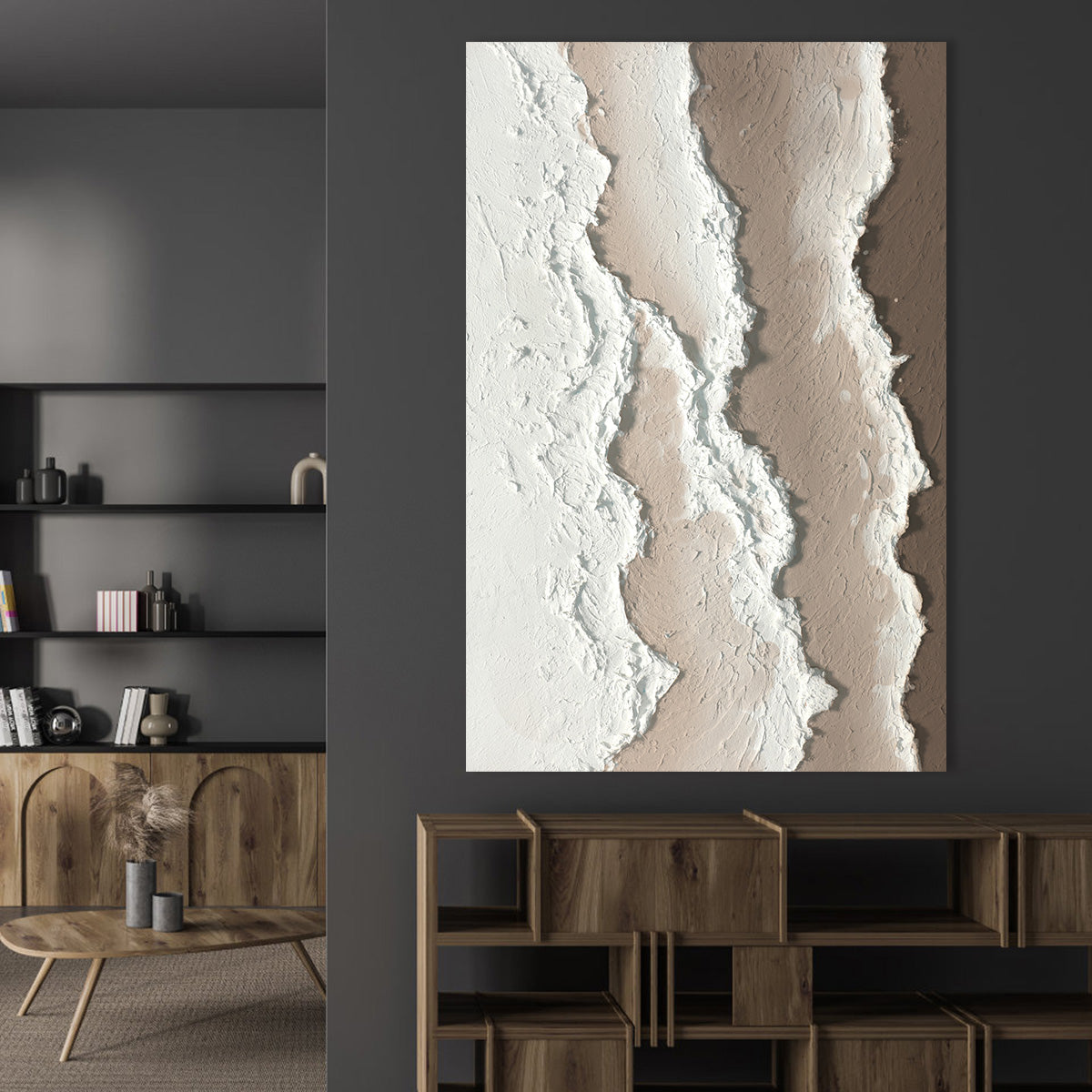 Abstract Earth Tones Oil Painting for Modern Home Decor