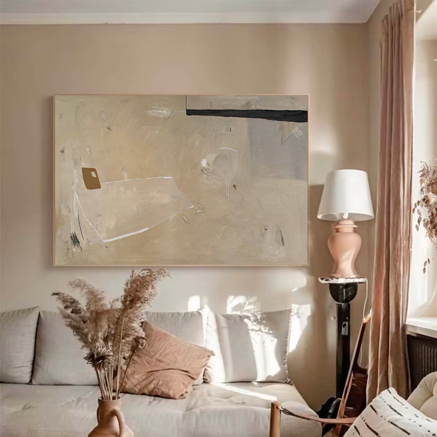 Elegant Minimalist Abstract Oil Painting for Modern Home Decor