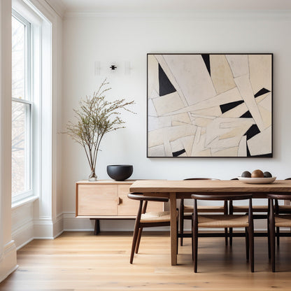 Contemporary Monochrome Abstract Oil Painting for Modern Home Decor