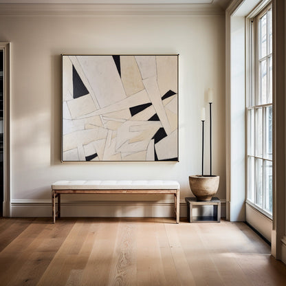 Contemporary Monochrome Abstract Oil Painting for Modern Home Decor