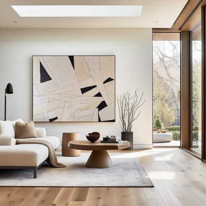 Contemporary Monochrome Abstract Oil Painting for Modern Home Decor