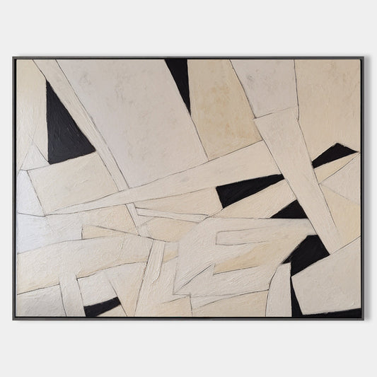 Contemporary Monochrome Abstract Oil Painting for Modern Home Decor