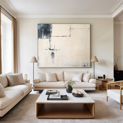 Contemporary Black and White Abstract Oil Painting for Modern Home Decor