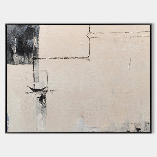 Contemporary Black and White Abstract Oil Painting for Modern Home Decor