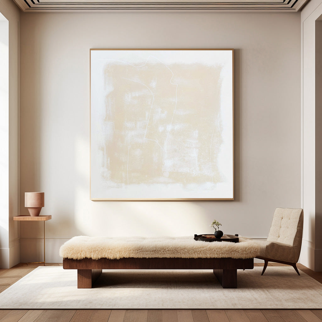 Contemporary Minimalist Oil Painting with Abstract Earthy Tones