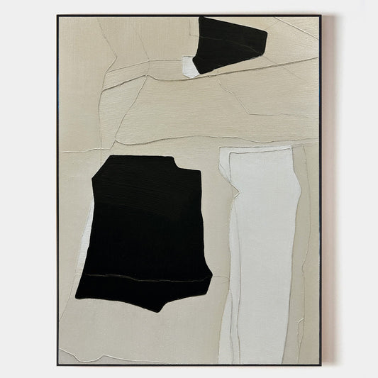 Contemporary Monochrome Abstract Oil Painting for Modern Home Decor