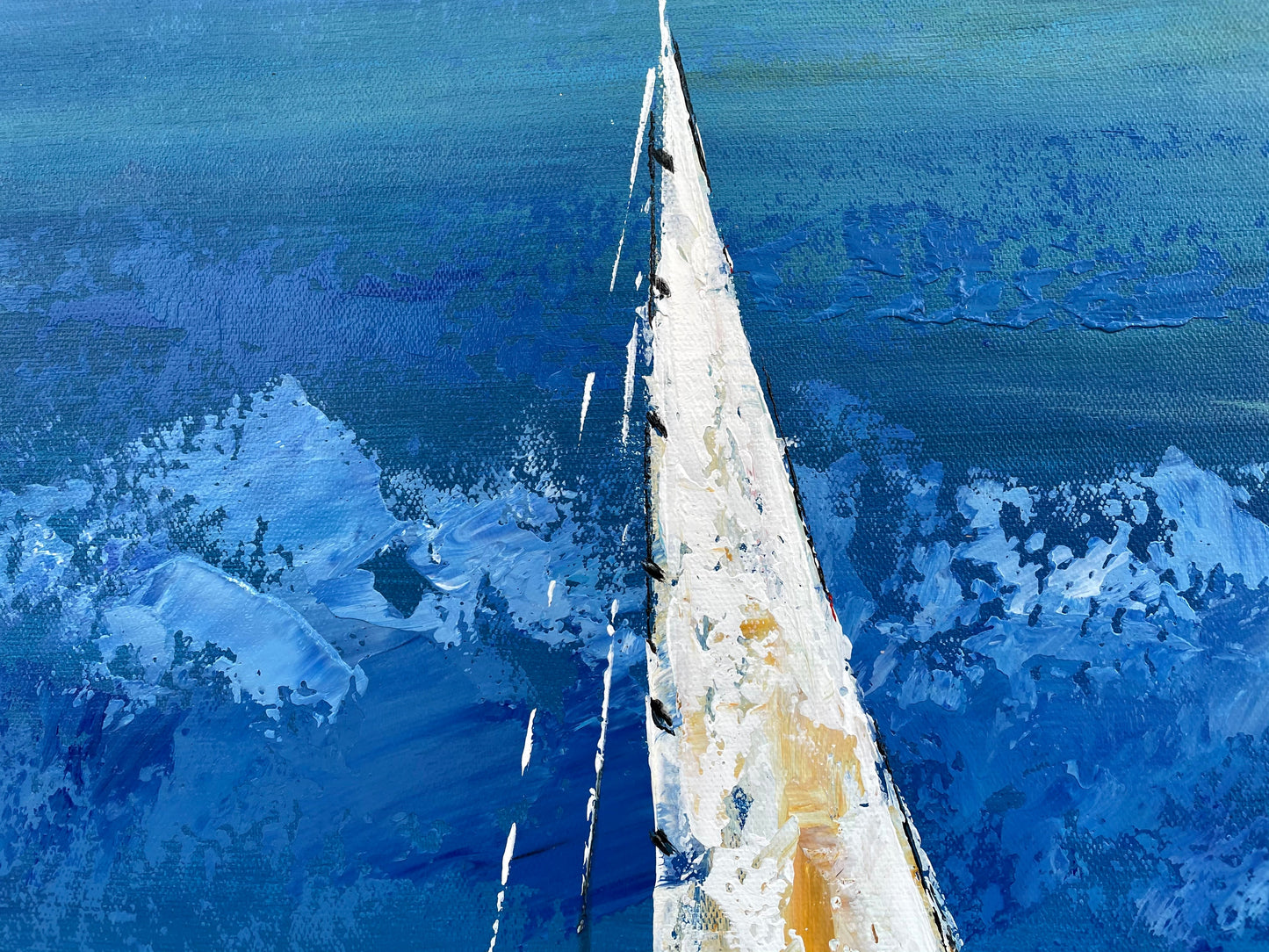 Tranquil Sunset Sail: Ocean View Oil Painting for Serene Home Décor