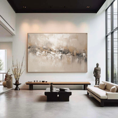 Serene Minimalist Abstract Oil Painting in Soft Neutrals for Modern D√©cor