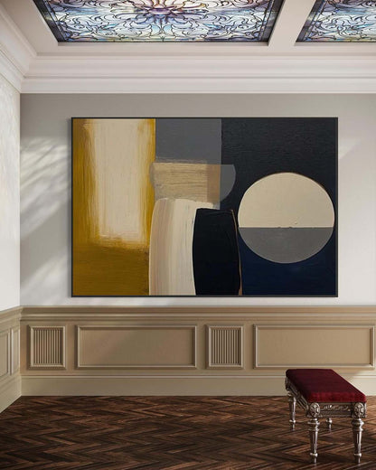Modern Abstract Geometric Oil Painting for Artistic Home Décor