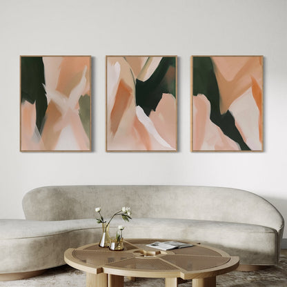 Serene Abstract Oil Paintings Trio for Modern Home Décor