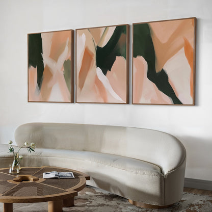 Serene Abstract Oil Paintings Trio for Modern Home Décor