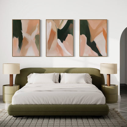 Serene Abstract Oil Paintings Trio for Modern Home Décor