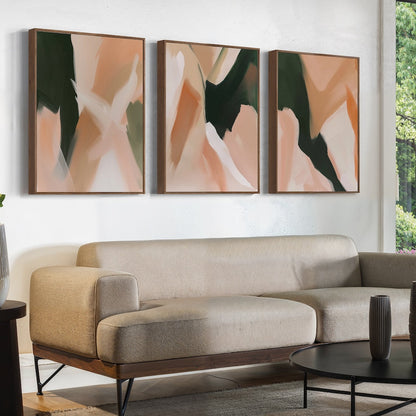 Serene Abstract Oil Paintings Trio for Modern Home Décor