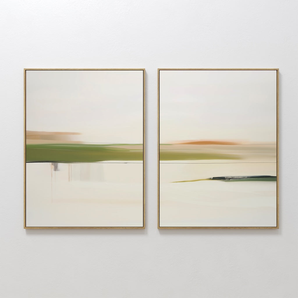 Serene Abstract Landscape Diptych for Modern Home Decor