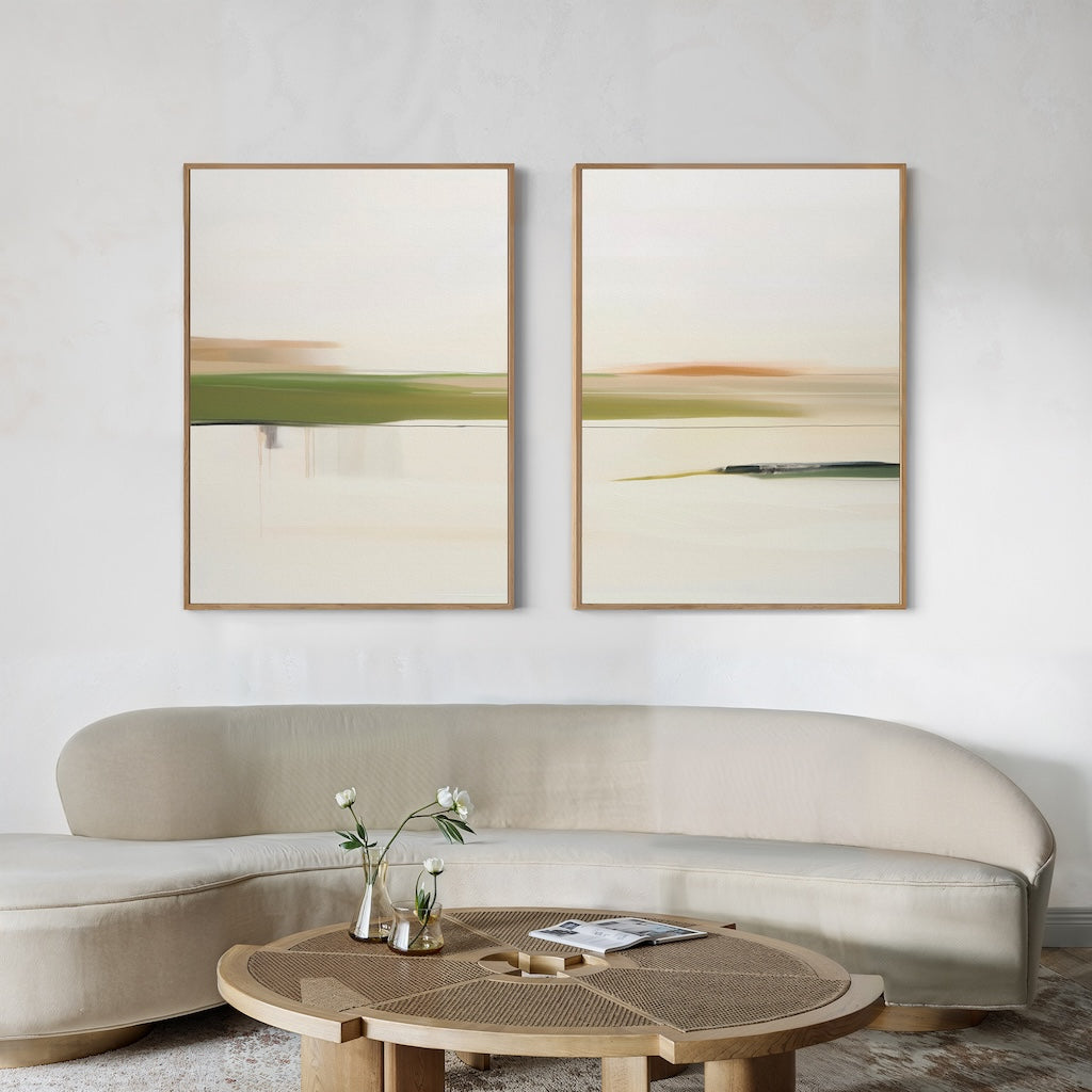 Serene Abstract Landscape Diptych for Modern Home Decor