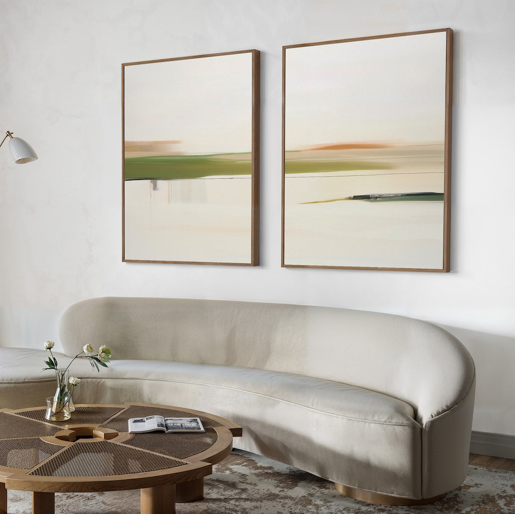 Serene Abstract Landscape Diptych for Modern Home Decor