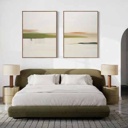 Serene Abstract Landscape Diptych for Modern Home Decor