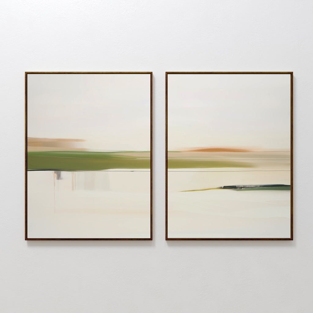 Serene Abstract Landscape Diptych for Modern Home Decor