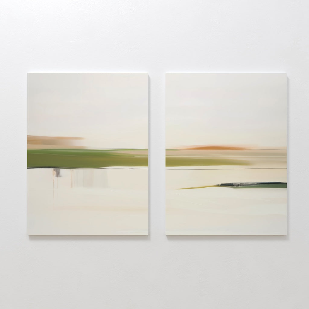 Serene Abstract Landscape Diptych for Modern Home Decor