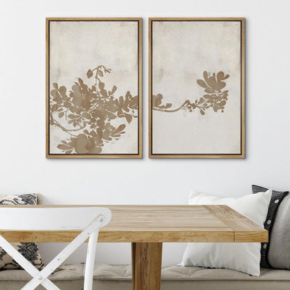 Abstract Botanical Art - Minimalist Duotone Tree Leaf Wall Decor for Modern Spaces