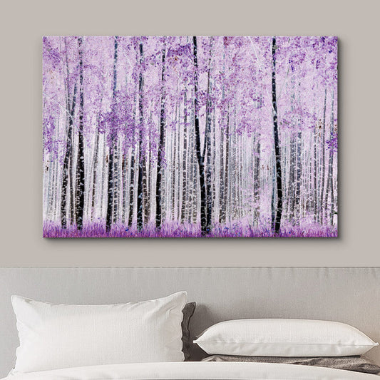 Vibrant Purple Abstract Forest Painting for Spring Decor