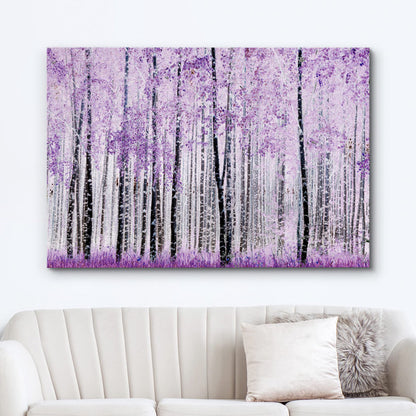 Vibrant Purple Abstract Forest Painting for Spring Decor