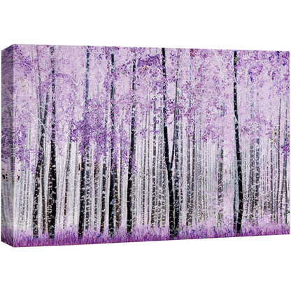 Vibrant Purple Abstract Forest Painting for Spring Decor