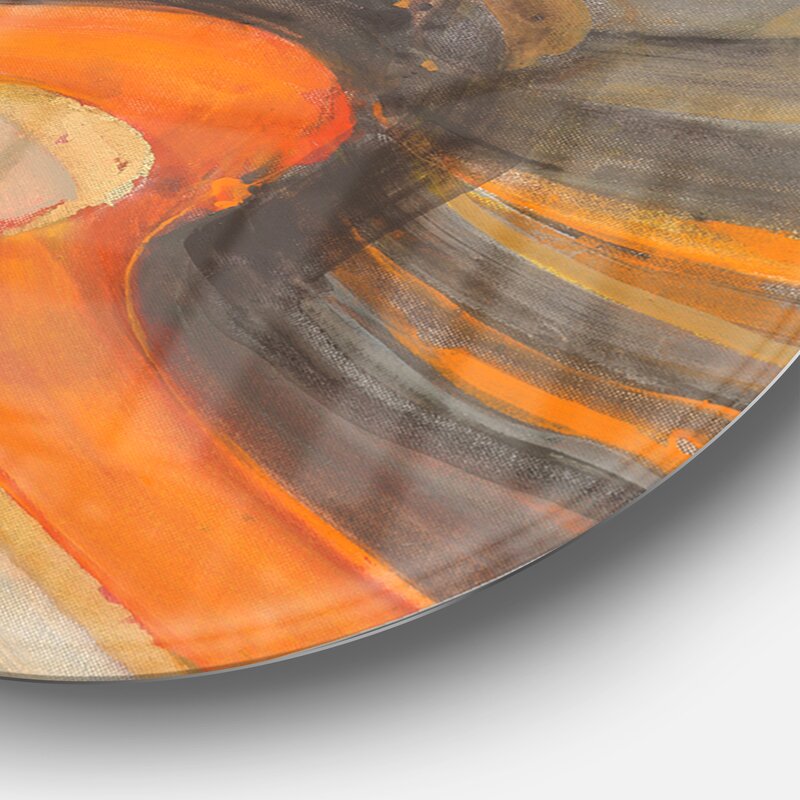 Abstract Orange Wave Art - Modern Metal Circle Wall D√©cor for Contemporary Interiors