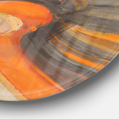 Abstract Orange Wave Art - Modern Metal Circle Wall D√©cor for Contemporary Interiors