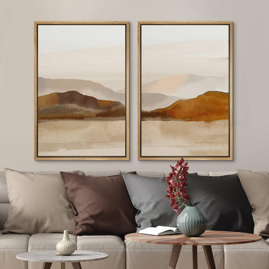 Abstract Mountain Landscape Art Print in Neutral Tones for Modern Home Decor
