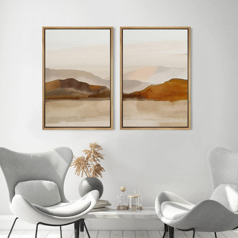 Abstract Mountain Landscape Art Print in Neutral Tones for Modern Home Decor