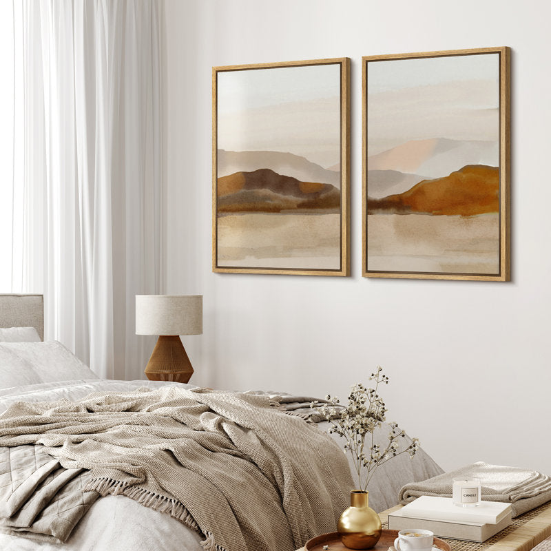 Abstract Mountain Landscape Art Print in Neutral Tones for Modern Home Decor