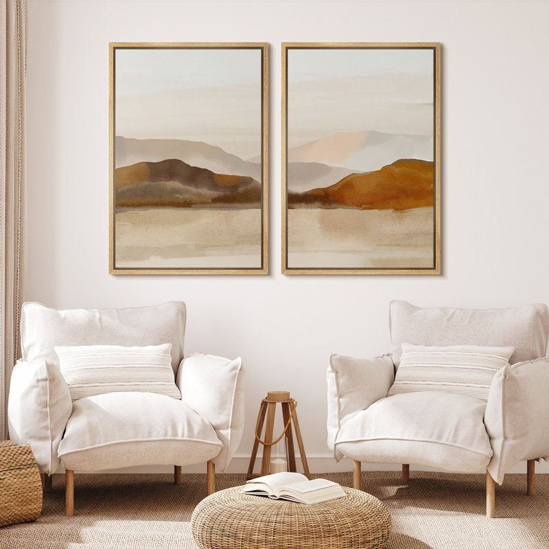 Abstract Mountain Landscape Art Print in Neutral Tones for Modern Home Decor