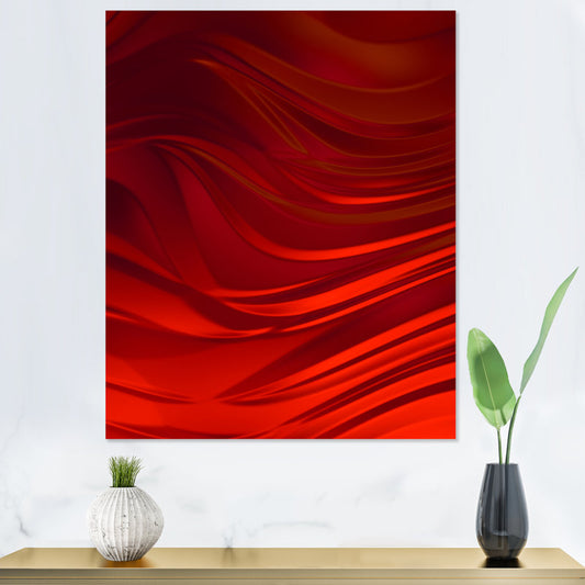 Stunning Abstract Red Wave Liquid Art Painting for Modern Decor