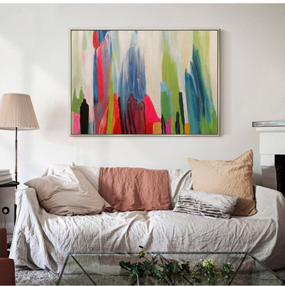 Vibrant Abstract Landscape Oil Painting for Modern Home Decor