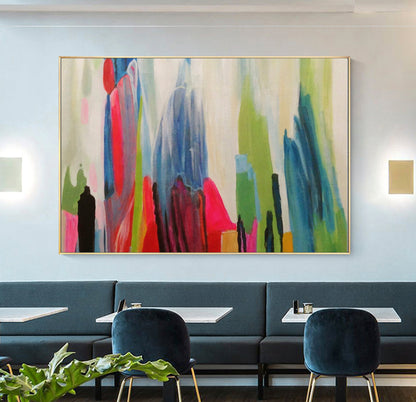 Vibrant Abstract Landscape Oil Painting for Modern Home Decor