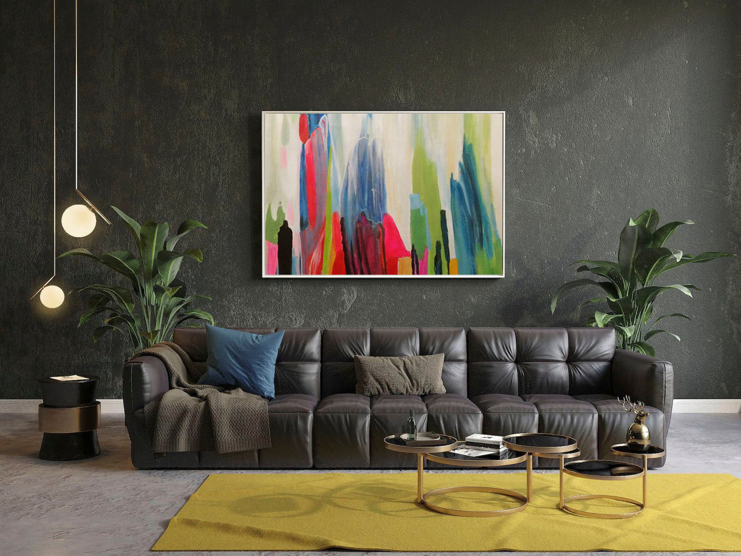 Vibrant Abstract Landscape Oil Painting for Modern Home Decor