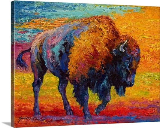Vibrant Buffalo Oil Painting - Modern Abstract Art for Home Decor